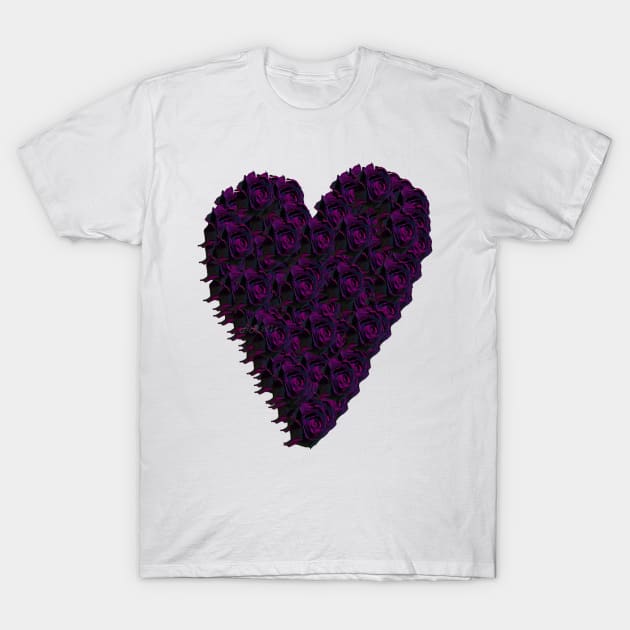 Purple Rose Heart T-Shirt by Not Meow Designs 
